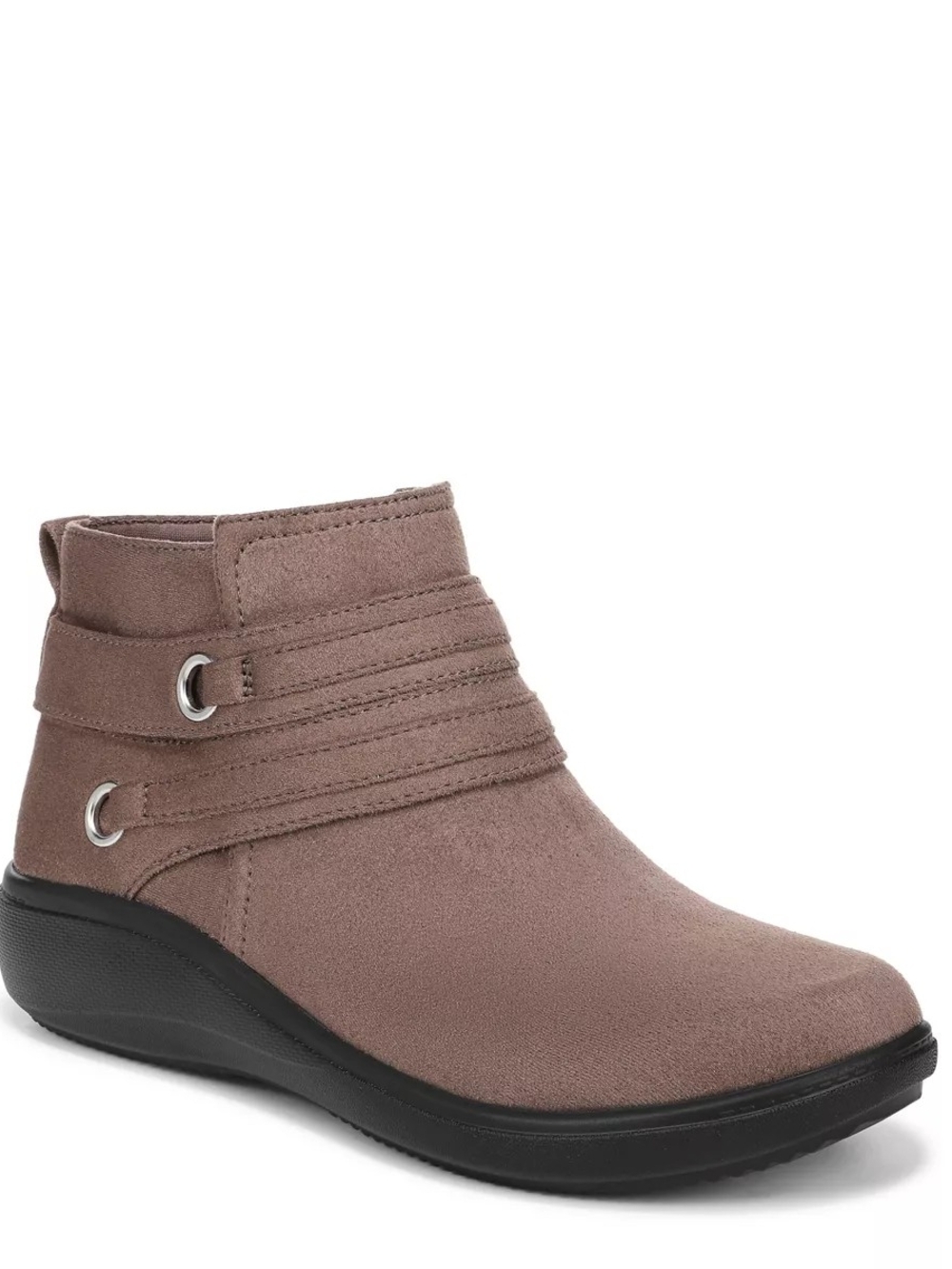 Life Stride Taupe Suede-Look Ankle Bootie